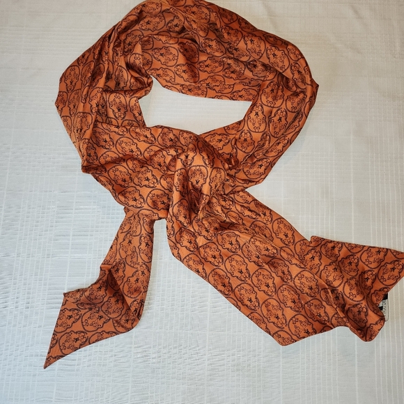 THOMAS WYLDE Orange,black Silk Skull Print Scarf - Picture 5 of 14